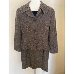 Ann Taylor Brown Tweed Skirt Suit And Jacket Set Size 8